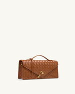 Celeste Sac à anse supérieure forme enveloppe tressé texturé - Marron