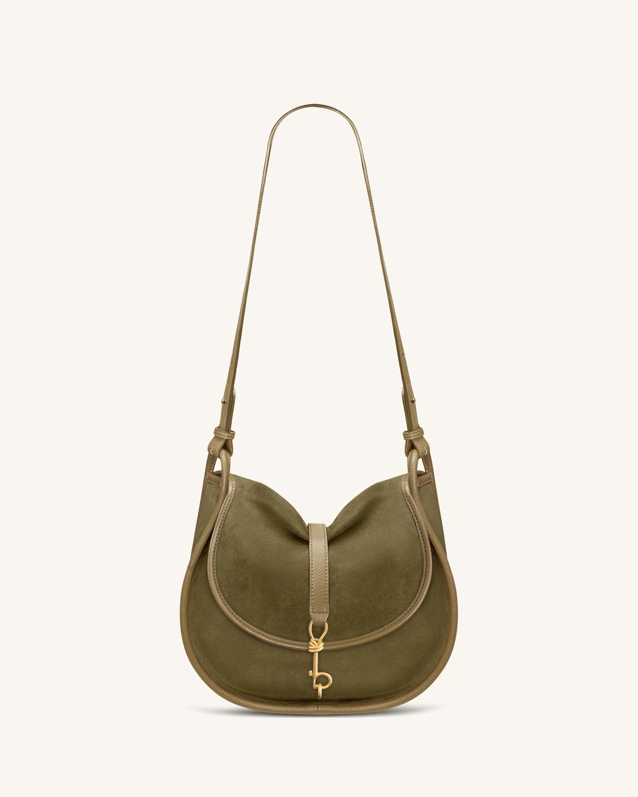 Arla Petit sac hobo en faux daim - Vert olive