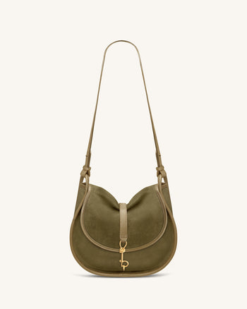 Arla Petit sac hobo en faux daim - Vert olive