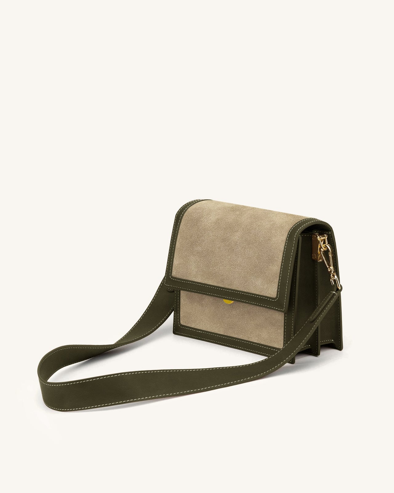Mini Sac Bandoulière à Rabat en Faux Suède - Vert