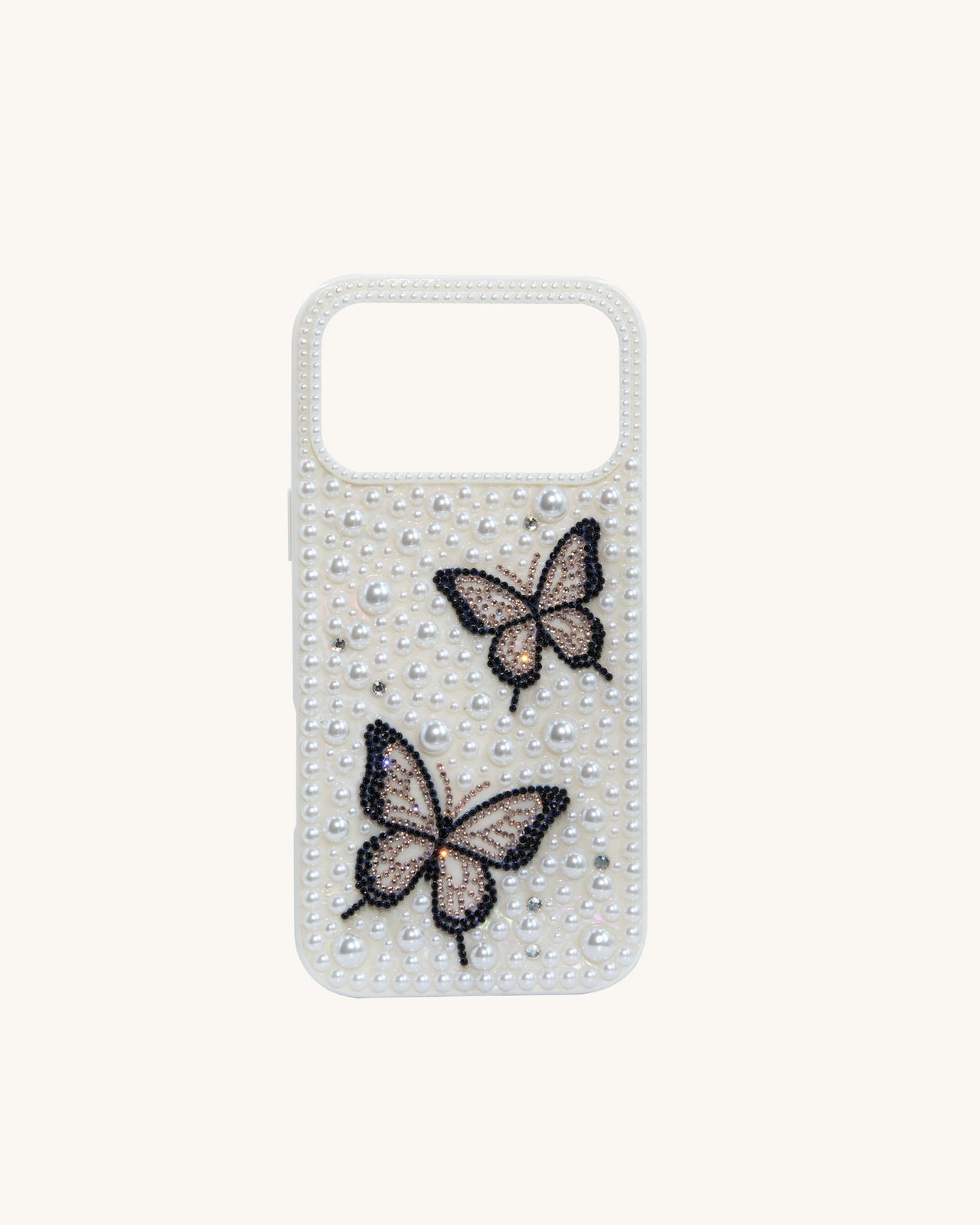 Coque de téléphone ornée de perles Butterfly - Blanc