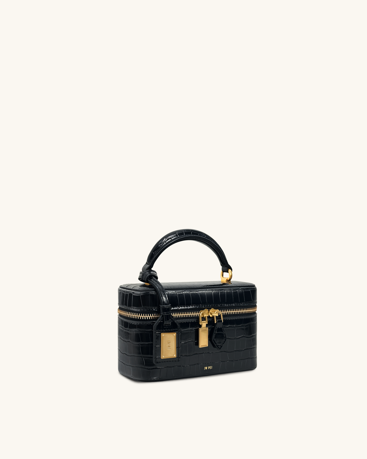 Sac à poignée supérieure forme boîte Cleo - Croco noir