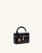 Sac à poignée supérieure forme boîte Cleo - Croco noir