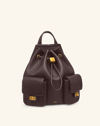 Avery Sac à dos utilitaire à cordon de serrage grainé – Marron foncé
