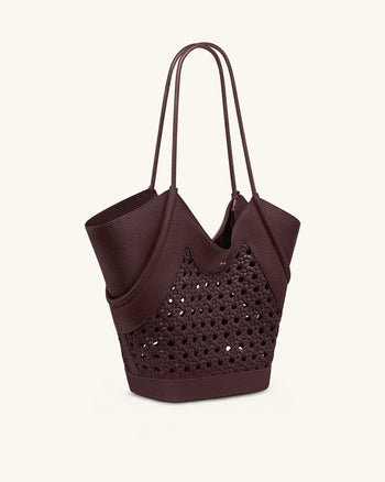 Sac fourre-tout à empiècement tissé Maribel - Bordeaux