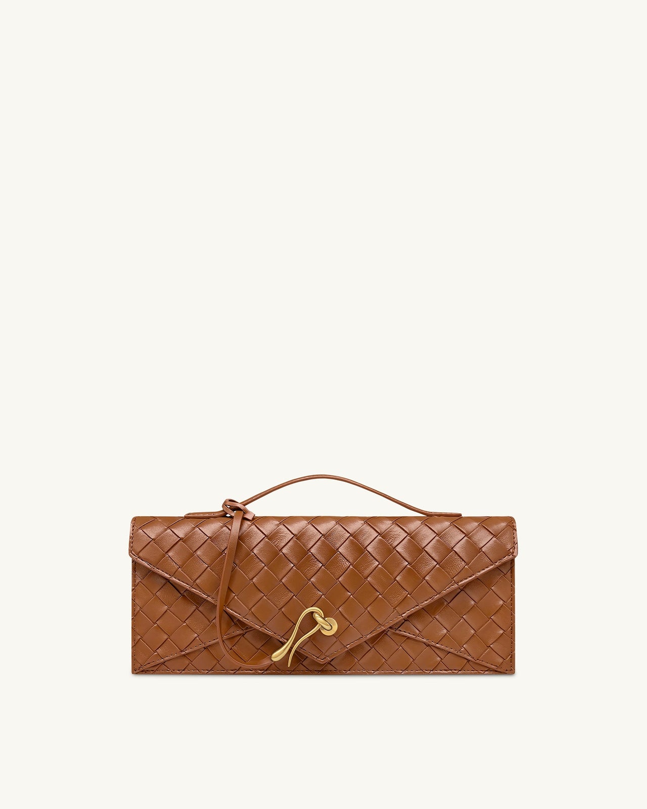 Celeste Sac à anse supérieure forme enveloppe tressé texturé - Marron