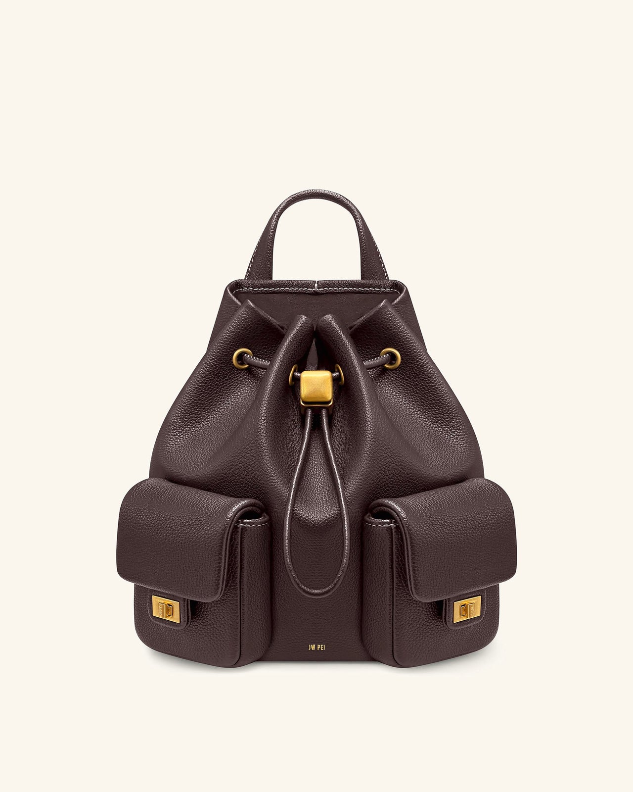 Avery Sac à dos utilitaire à cordon de serrage grainé – Marron foncé