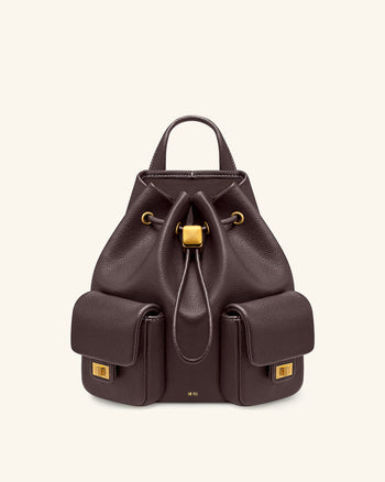 Avery Sac à dos utilitaire à cordon de serrage grainé – Marron foncé