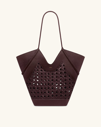 Sac fourre-tout à empiècement tissé Maribel - Bordeaux