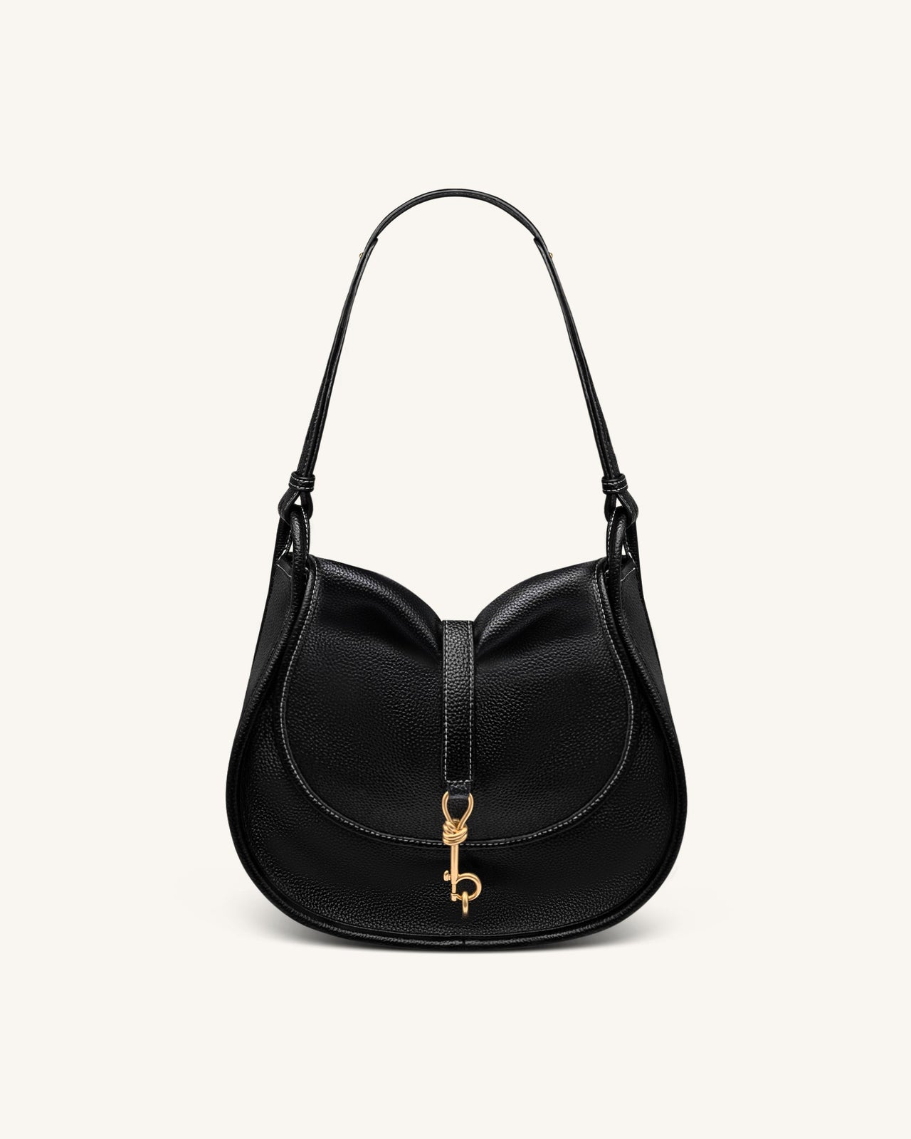 Sac hobo Arla - Cuir grainé noir
