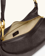 Selia Sac bandoulière en cuir grainé souple - Marron foncé