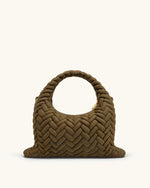 Sac à poignée matelassé en faux daim Cora - Vert olive