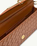 Celeste Sac à anse supérieure forme enveloppe tressé texturé - Marron