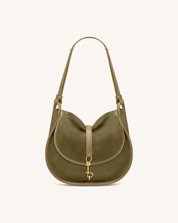 Arla Petit sac hobo en faux daim - Vert olive