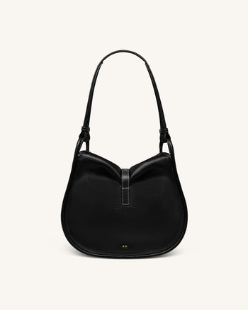 Sac hobo Arla - Cuir grainé noir