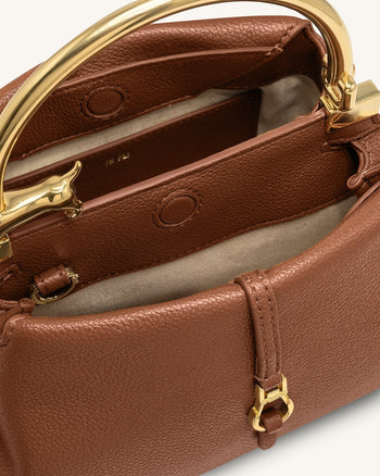 Bruna Sac à main supérieur avec anse en métal dachshund - Marron
