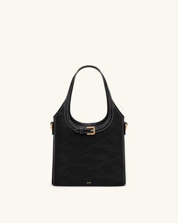 Brooke Mini Sac à main à poignée supérieure orné et ceinturé - Noir