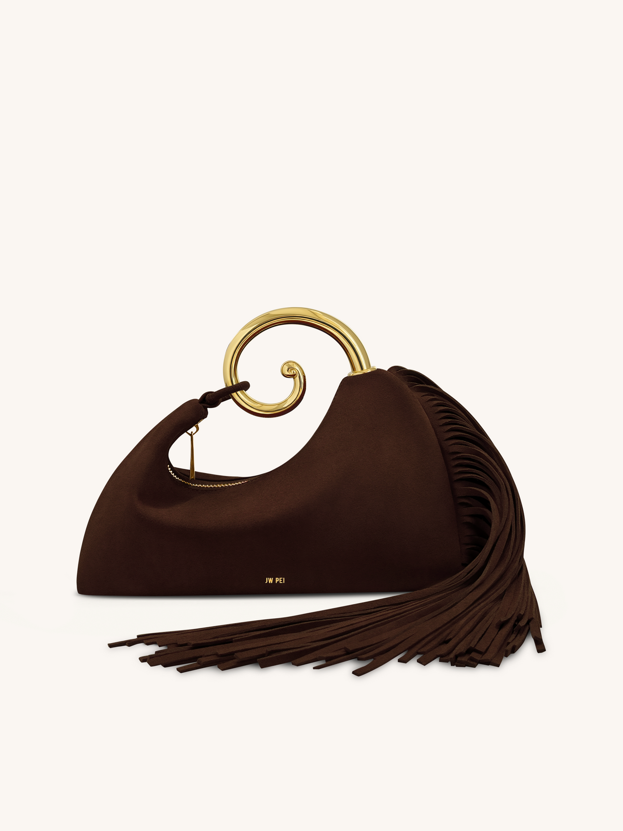 Sac à main avec anse supérieure et franges métalliques Nell - Marron foncé