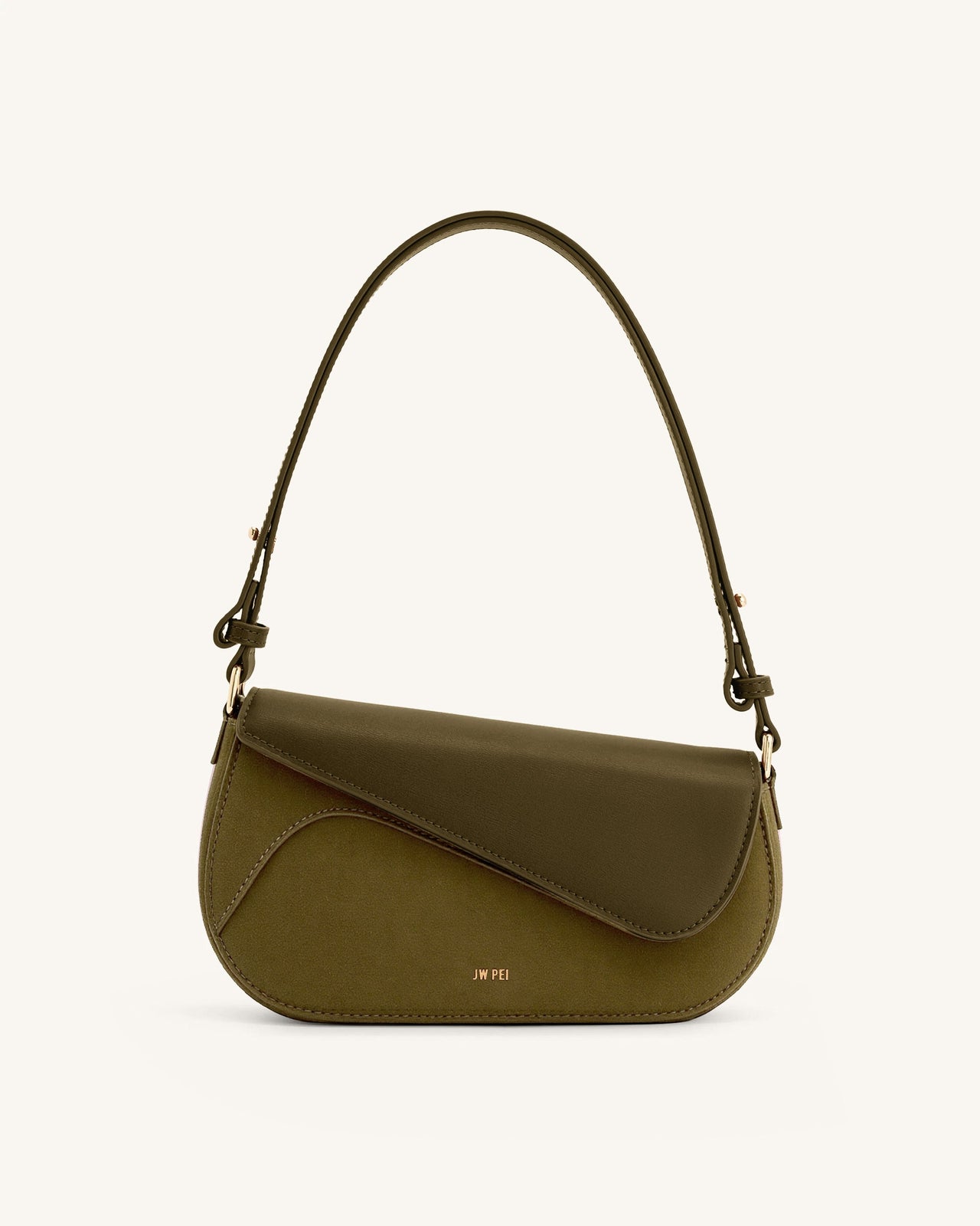 Sac à bandoulière Addisyn avec panneau en suède synthétique - Olive