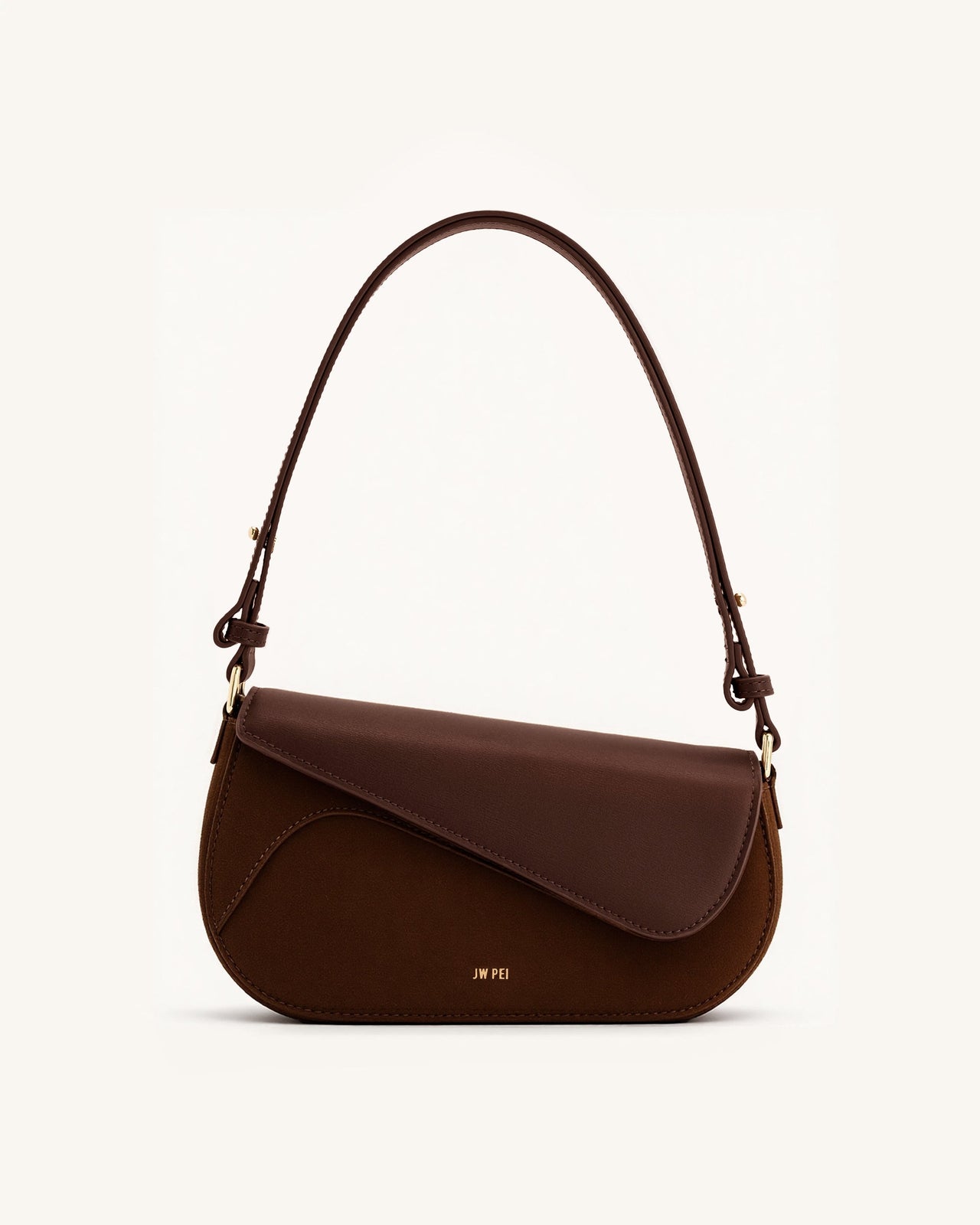 Sac à bandoulière Addisyn avec panneau en suède synthétique - Marron moka