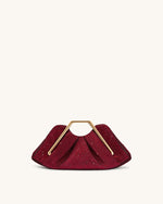 Pochette à cadre en métal et cristal artificiel Lila - Rouge