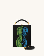 Elle Sac à main avec anse supérieure orné de perles colorées - Noir