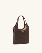 Brooke Mini Sac à main à poignée supérieure orné et ceinturé - Marron foncé