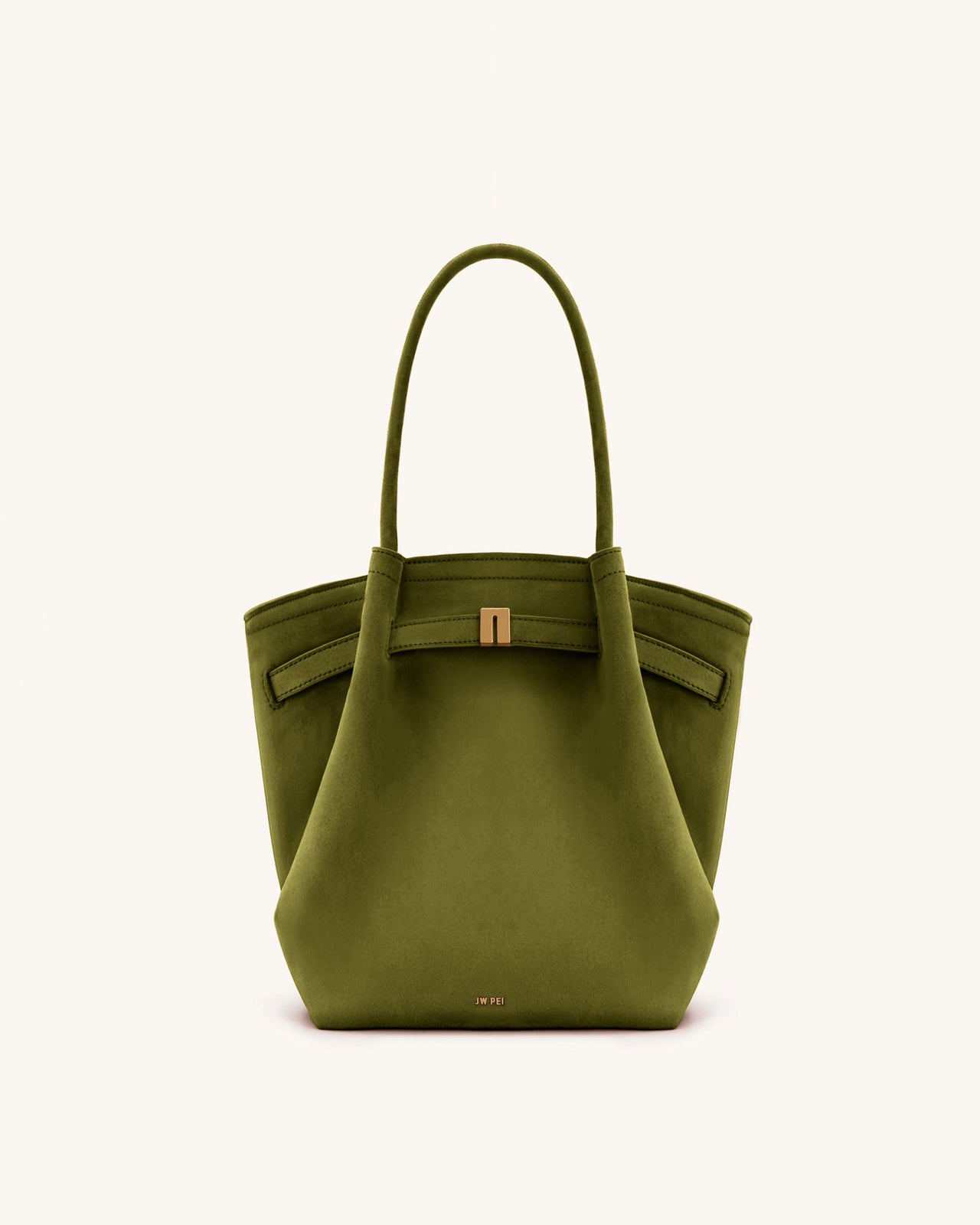 Hana Sac cabas colonne en simili daim - Vert olive