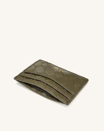Porte-cartes Effet Tressé - Brun-Vert Foncé