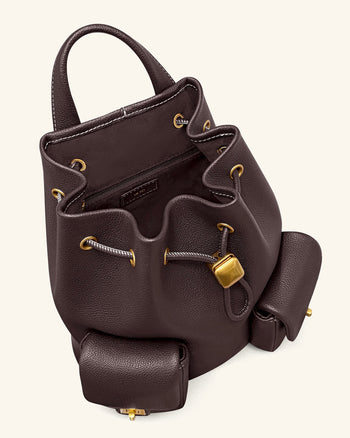 Avery Sac à dos utilitaire à cordon de serrage grainé – Marron foncé