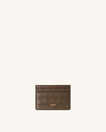 Porte-cartes Effet Tressé - Brun Cacao