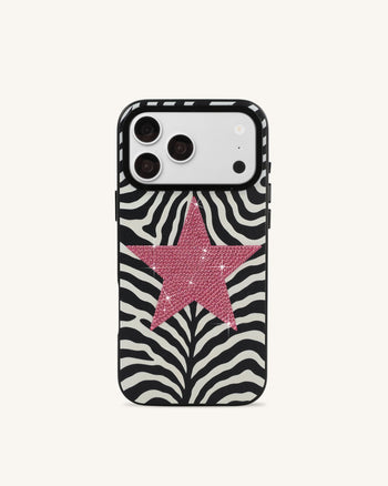 Coque de téléphone étoile zébrée - Noir