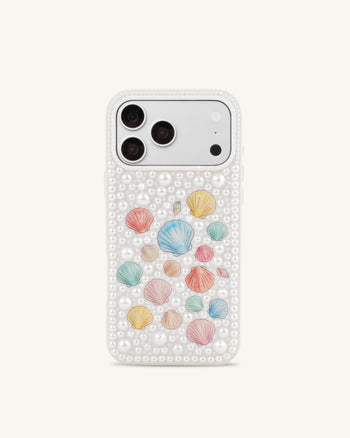 Coque de téléphone perle coquillage pastel - Blanc