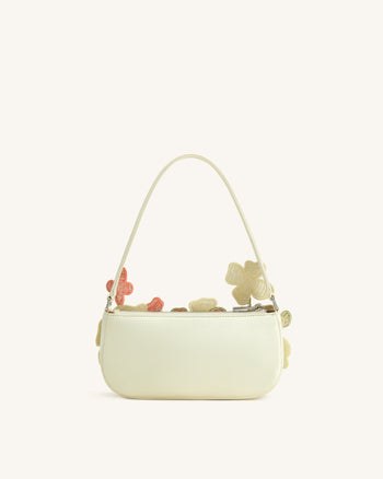 Sac bandoulière orné de perles Leona - Blanc cassé