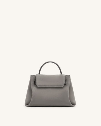 Rhea Petit sac porté épaule à double boucle en faux daim - Gris fumé