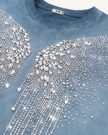 T-shirt The Angelic Dripping Crystal Wings - Bleu acide