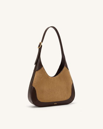 Willow Sac hobo avec garniture en suédine - Marron