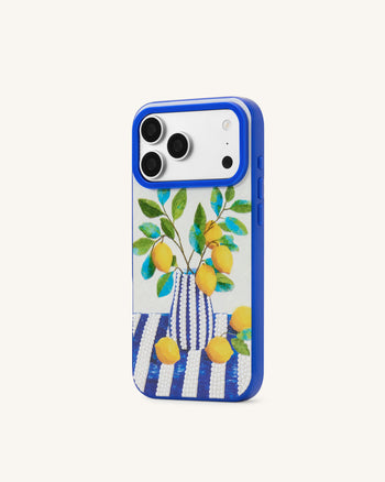 Coque de téléphone art vase citron - Bleu