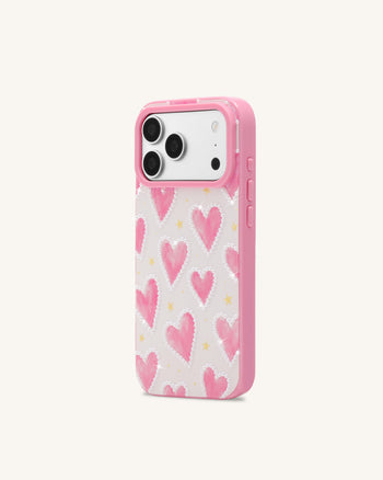 Coque de téléphone à motif cœur rose - Rose