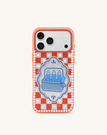 Coque de téléphone cristal artificiel sardines méditerranéennes - Orange