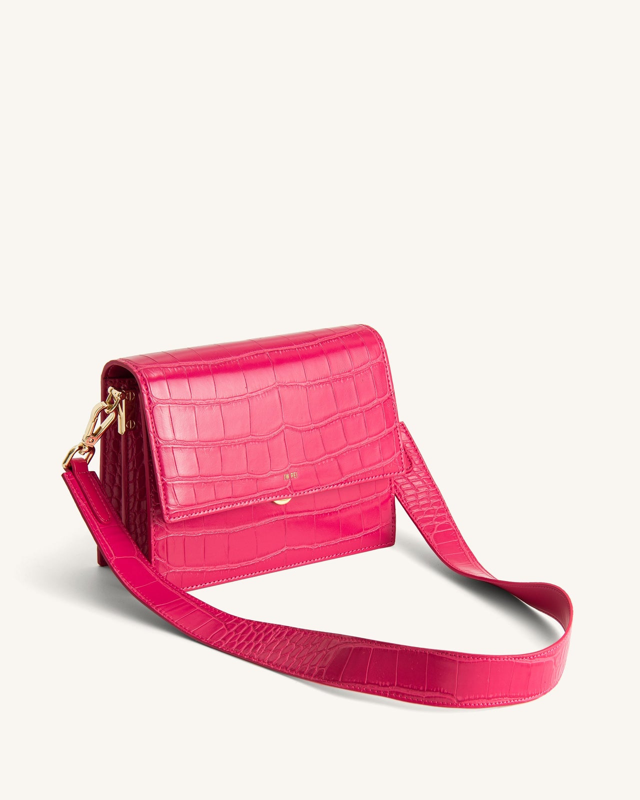 Mini sac bandoulière à rabat - Croco Magenta