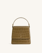 Fae Sac à Bandoulière à Poignée Supérieure - Croco Olive Foncé