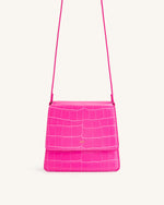 FAE Sac à main Bandoulière - Croco Rose Vif