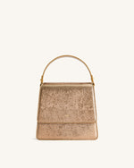 Sac à bandoulière à poignée supérieure métallique FAE - Lézard Or Antique