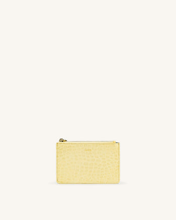 Porte-cartes Zippé Quinn - Jaune Clair Effet Croco