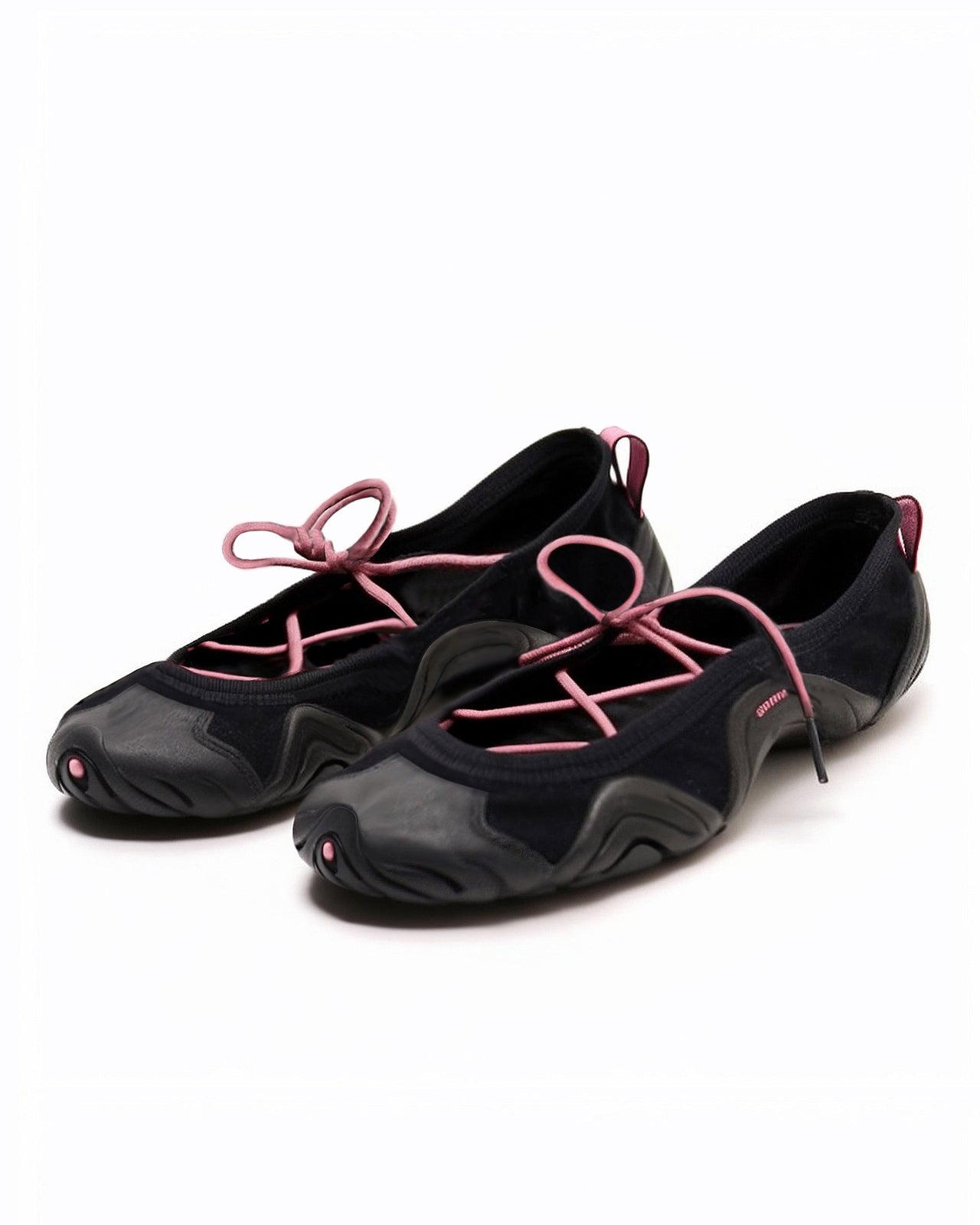 Caitlin Chaussures de ballerine à lacets - Noir