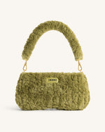 Sac à bandoulière Eva en fausse fourrure - Vert Pois