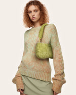Sac à bandoulière Eva en fausse fourrure - Vert Pois