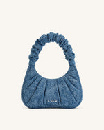 Le sac à main hobo en denim froncé Gabbi - Bleu