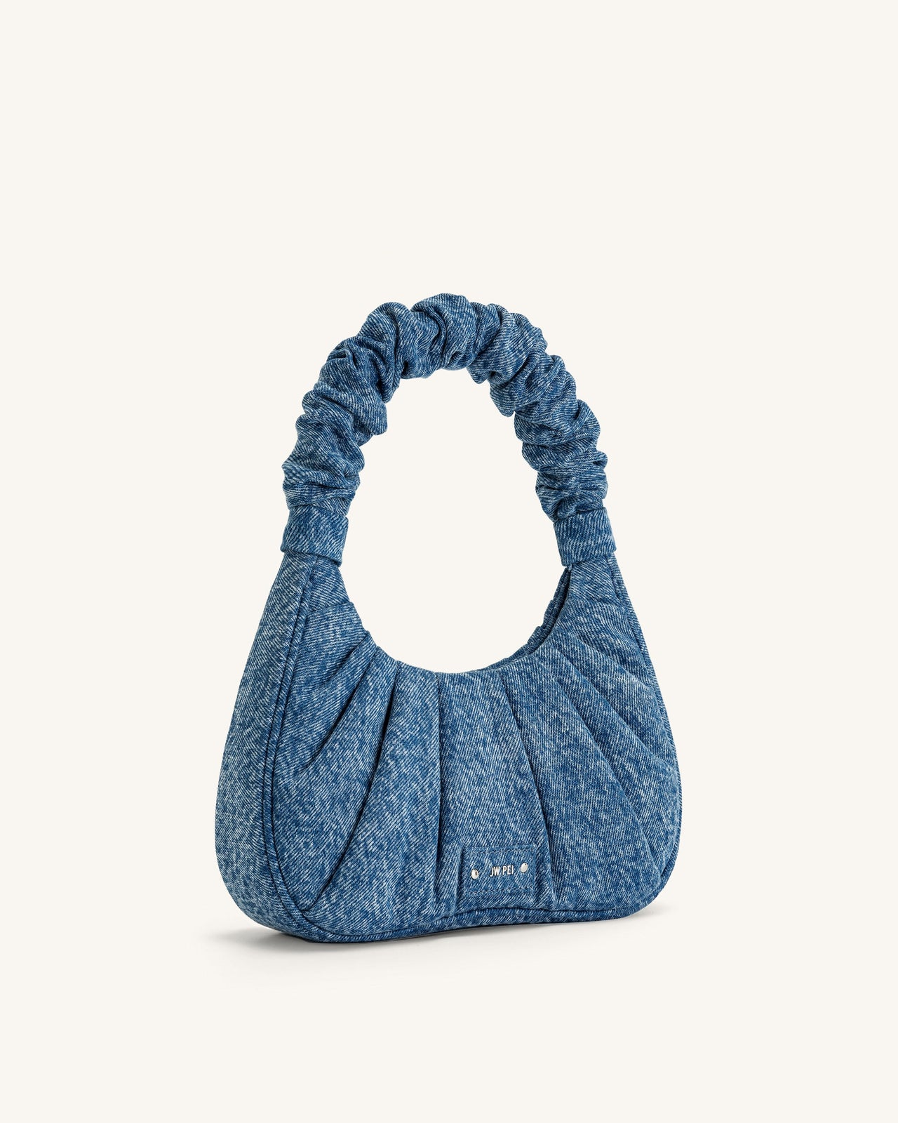 Le sac à main hobo en denim froncé Gabbi - Bleu